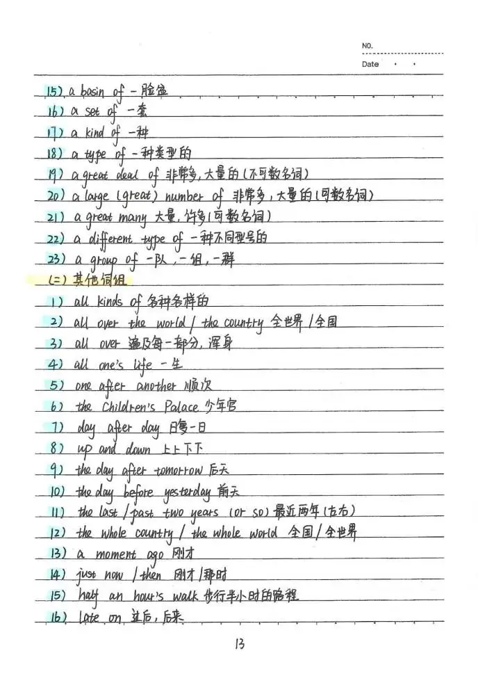 中考状元英语手写笔记:初中英语词汇整理-第14张图片-四季读书网