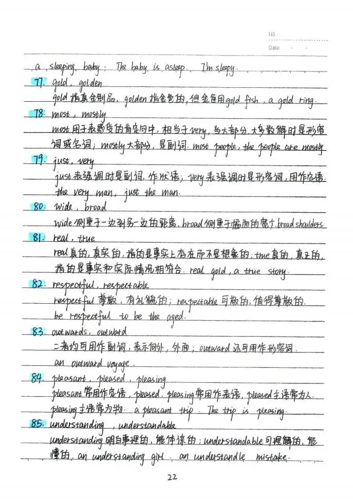 中考状元英语手写笔记:初中英语词汇整理-第23张图片-四季读书网
