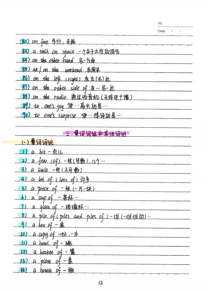 中考状元英语手写笔记:初中英语词汇整理-第13张图片-四季读书网