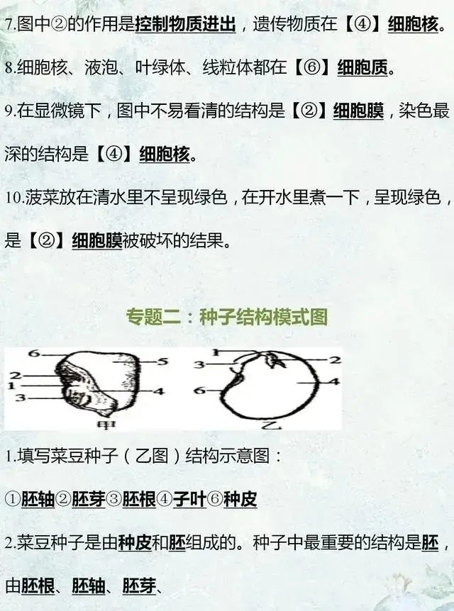 中考生物专题复习:识图作答专项练习,打印吃透,考试不丢分! 第2张