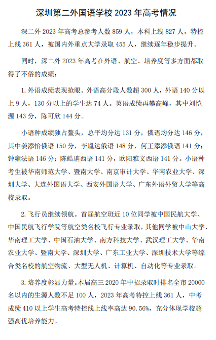 深圳37所公办高中2023年高考成绩汇总 第59张 深圳37所公办高中2023年高考成绩汇总 第59张