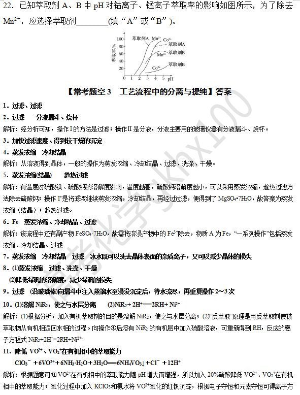 高考化学大题逐空突破—工艺流程中的分离与提纯(3)-第11张图片-四季读书网 高考化学大题逐空突破—工艺流程中的分离与提纯(3)-第11张图片-四季读书网