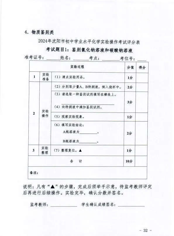 2024年沈阳市中考【理化生实验操作】考试题目-第10张图片-四季读书网 2024年沈阳市中考【理化生实验操作】考试题目-第10张图片-四季读书网