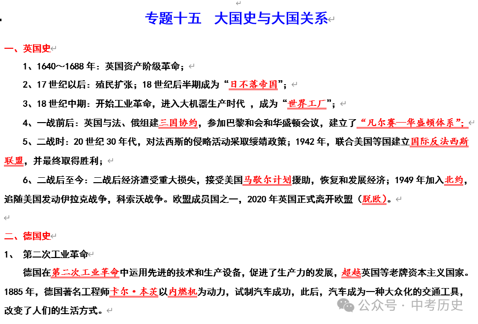 2024年中考历史二轮专题知识清单 第24张 2024年中考历史二轮专题知识清单 第24张