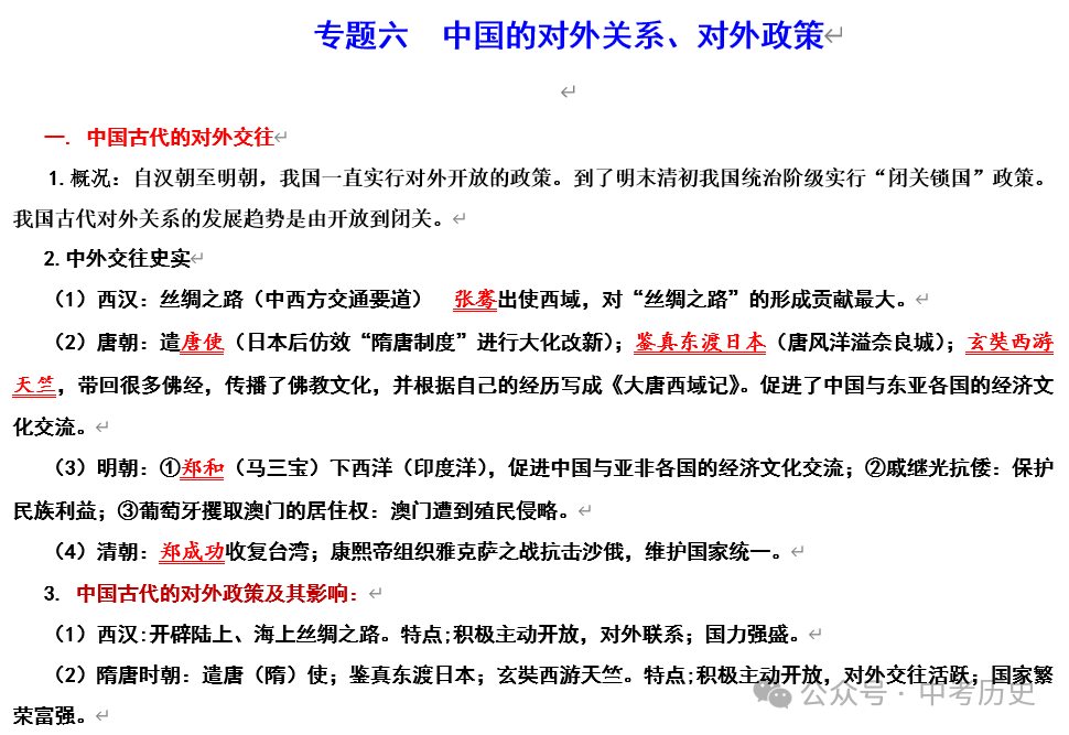 2024年中考历史二轮专题知识清单 第12张 2024年中考历史二轮专题知识清单 第12张