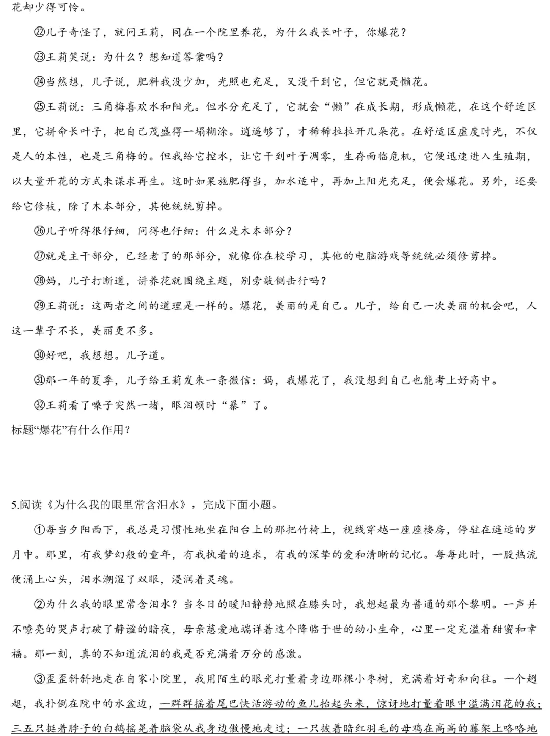 2024中考语文阅读题答题模板——标题的作用-第12张图片-四季读书网