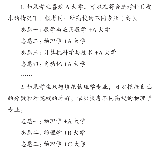 新高考志愿填报模式详解:“专业(类)+院校”&“院校专业组”-第3张图片-四季读书网