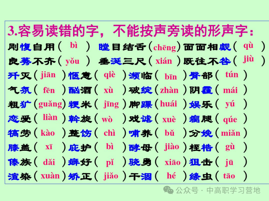 高考(含学考、3+证书)语文基础知识点总复习之一---字音-第4张图片-四季读书网