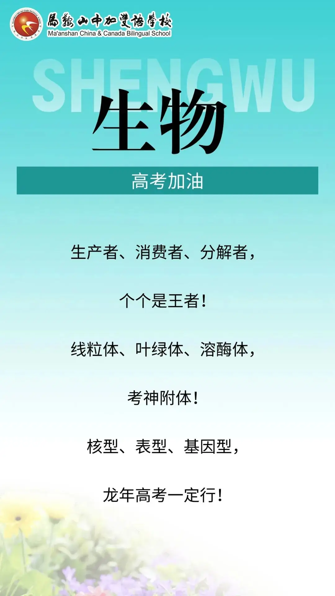 高考倒计时50天 | 马鞍山中加双语学校2024届高三各学科教师“高考硬核祝福”来了!-第10张图片-四季读书网 高考倒计时50天 | 马鞍山中加双语学校2024届高三各学科教师“高考硬核祝福”来了!-第10张图片-四季读书网