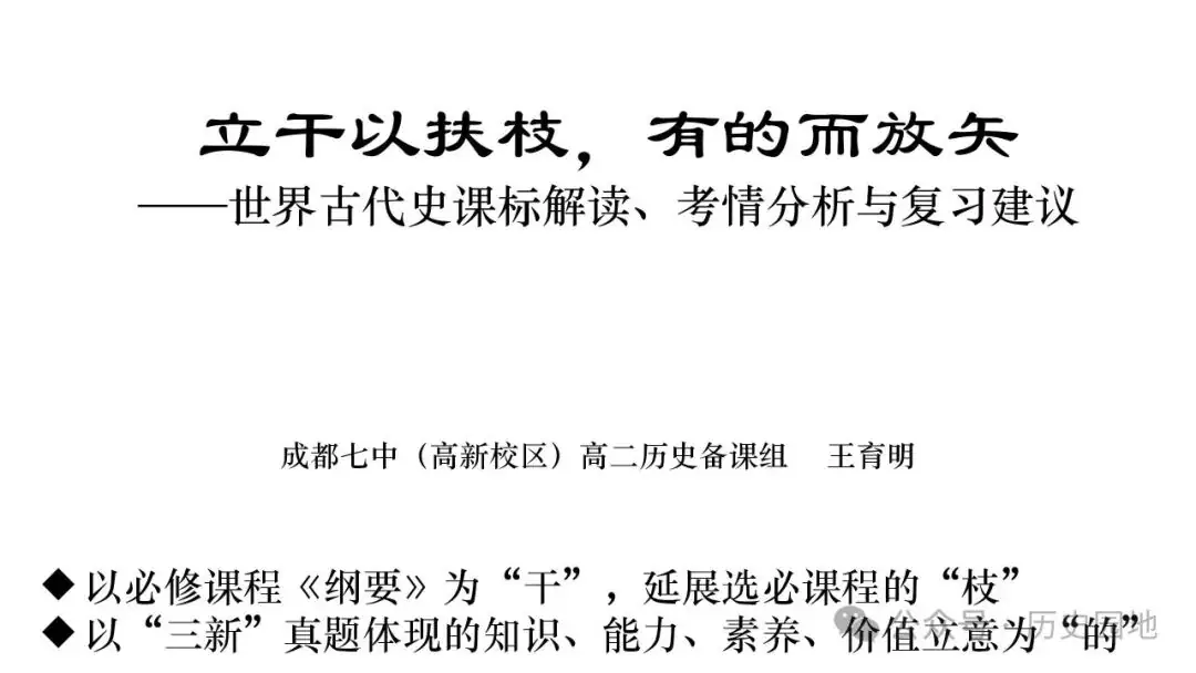 名师指导 | 王育明:2025届高考世界古代史课标解读、考情分析与复习建议 第3张 名师指导 | 王育明:2025届高考世界古代史课标解读、考情分析与复习建议 第3张