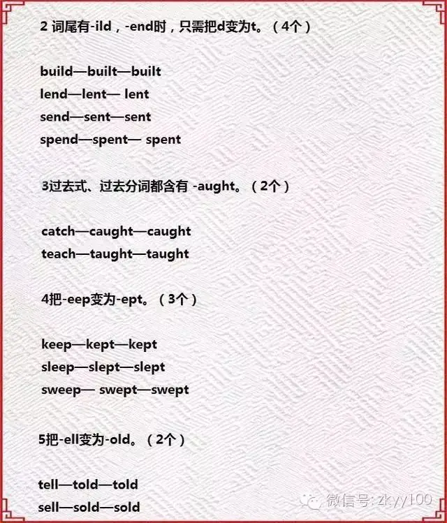 中考英语必考的93个不规则动词变化及其记忆方法-第3张图片-四季读书网