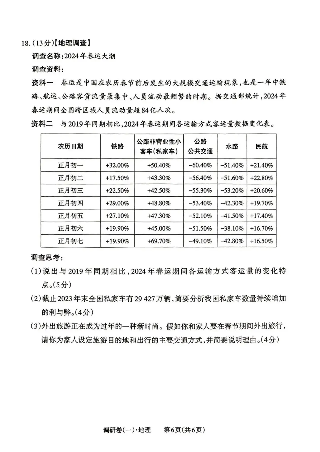 【中考地理】2024年山西省中考一模地理试卷及答案-第6张图片-四季读书网 【中考地理】2024年山西省中考一模地理试卷及答案-第6张图片-四季读书网
