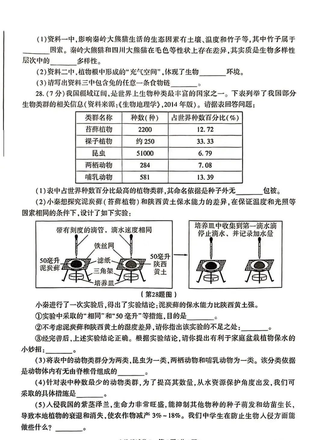 2023陕西中考试卷及答案汇总【生物篇】!-第8张图片-四季读书网