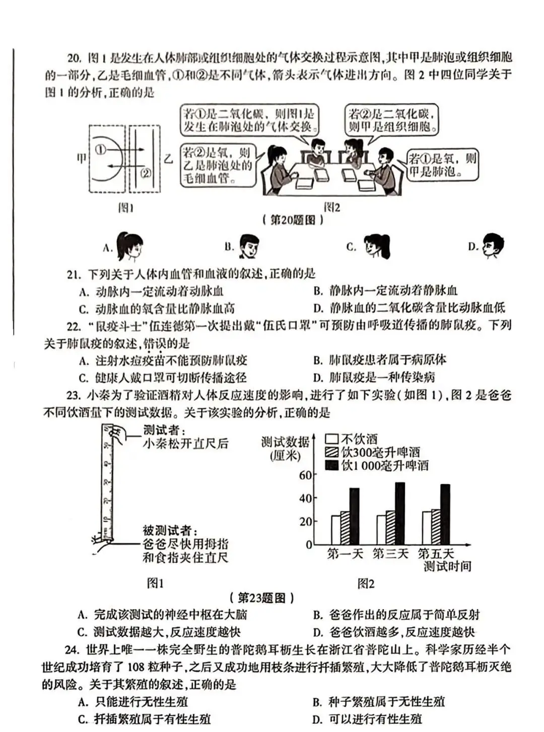 2023陕西中考试卷及答案汇总【生物篇】!-第6张图片-四季读书网