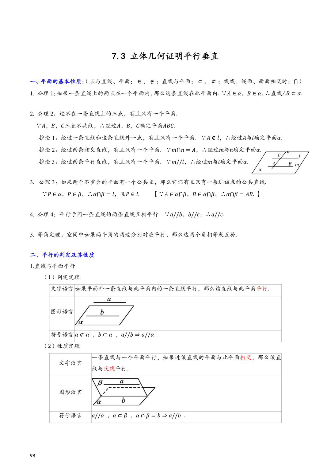 高考百日冲刺—立体几何与空间向量知识点大总结 第7张 高考百日冲刺—立体几何与空间向量知识点大总结 第7张