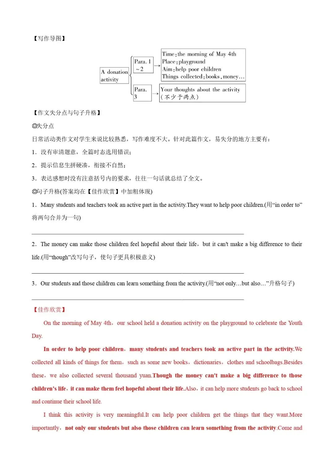 【中考备考】中考话题写作词汇+句式+范文4:日常活动 第3张
