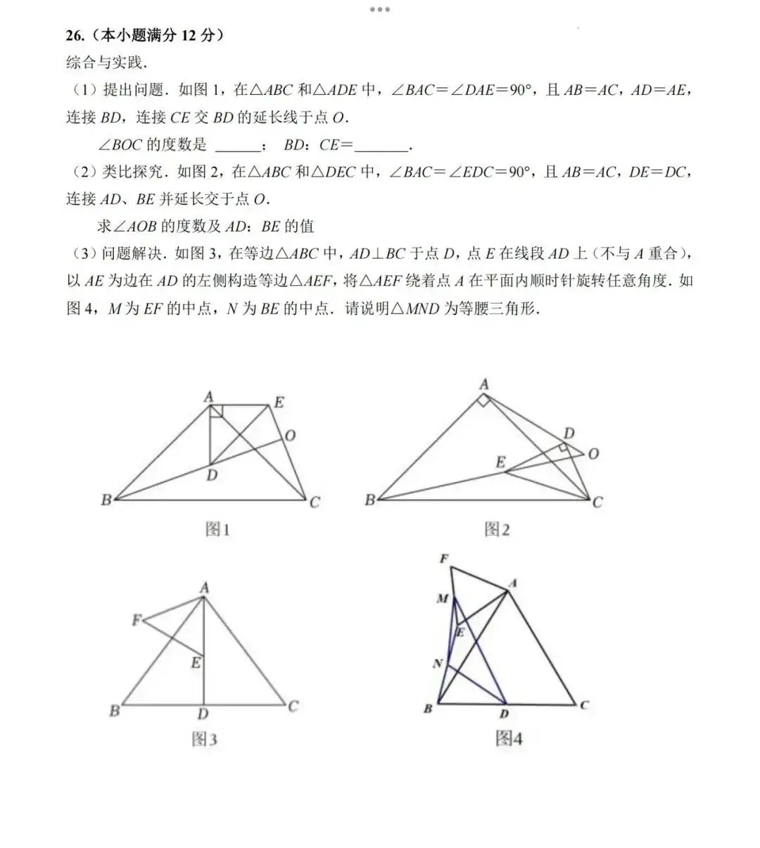 中考数学 | 2024全国各地中考模拟试卷精选含答案 第57张