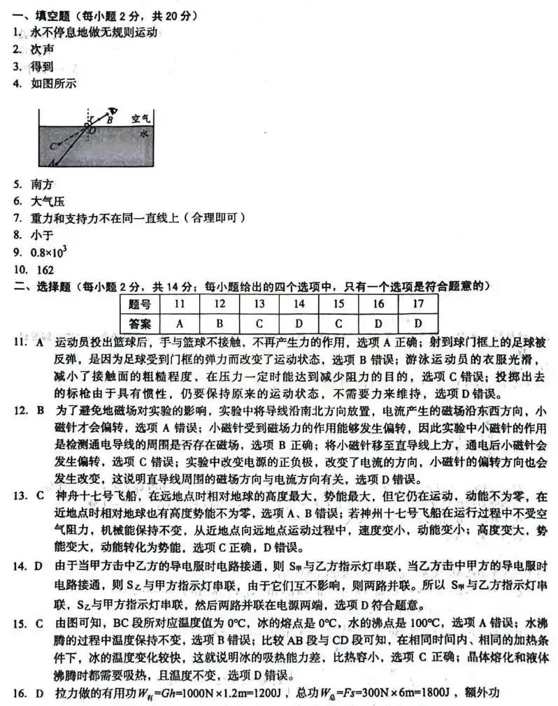 2024年中考物理信息交流卷:抓住关键,决胜中考!-第21张图片-四季读书网