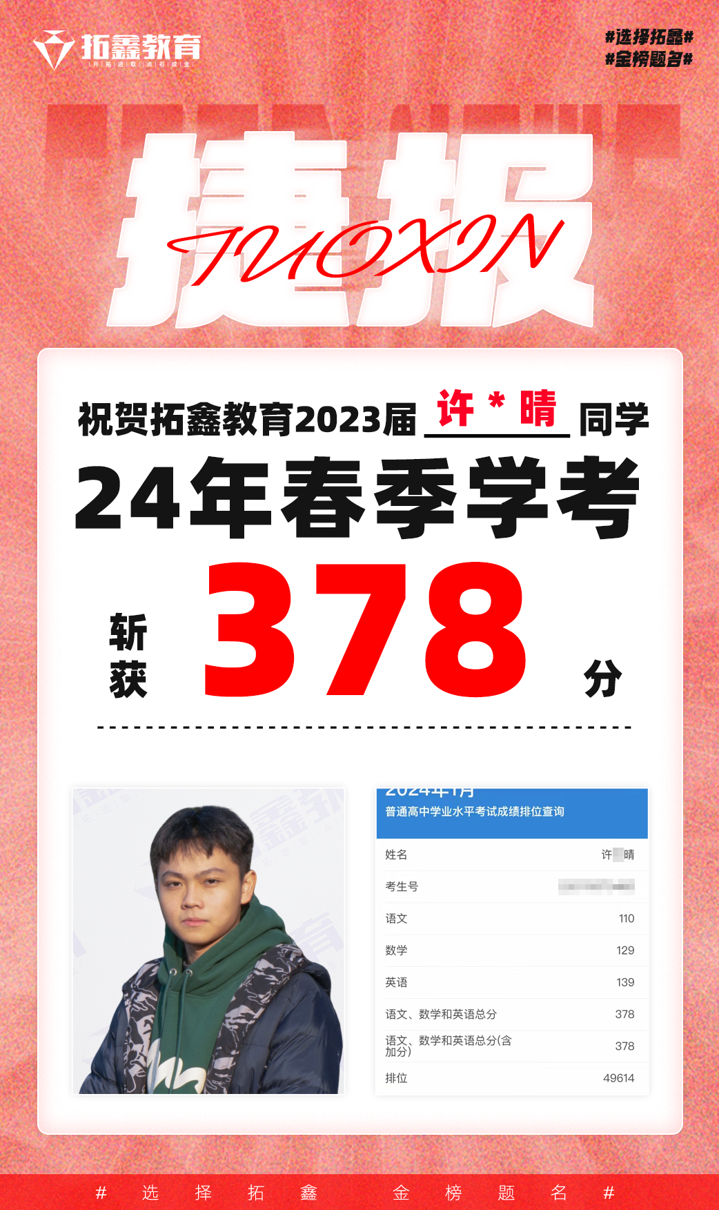 24届拓鑫学员春季高考&3+证书佳绩-第4张图片-四季读书网