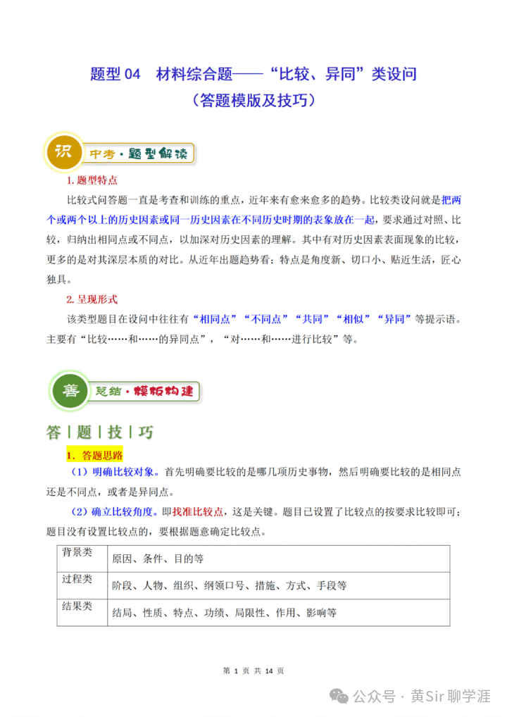 中考历史答题模板及技巧-第5张图片-四季读书网