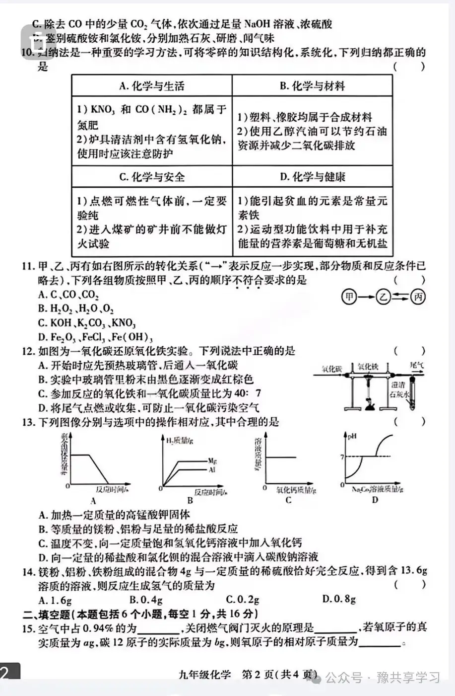 2023年河南省郑州市郑州外国语九年级中考“三模”《化学》试卷-第5张图片-四季读书网