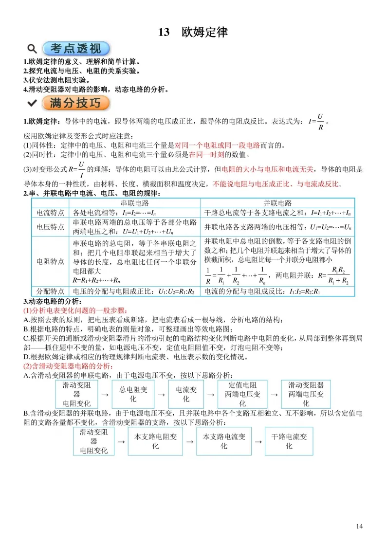 中考物理考点透析以及满分技巧-第14张图片-四季读书网