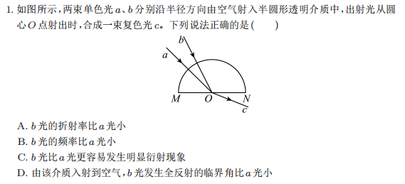 【高考押题】选择题——光学部分-第1张图片-四季读书网