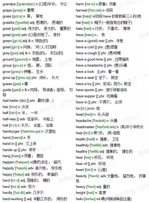 中考英语1600词汇(含音标) 第15张