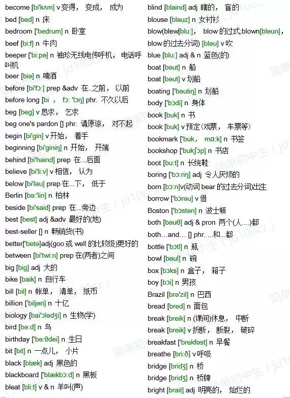 中考英语1600词汇(含音标) 第6张