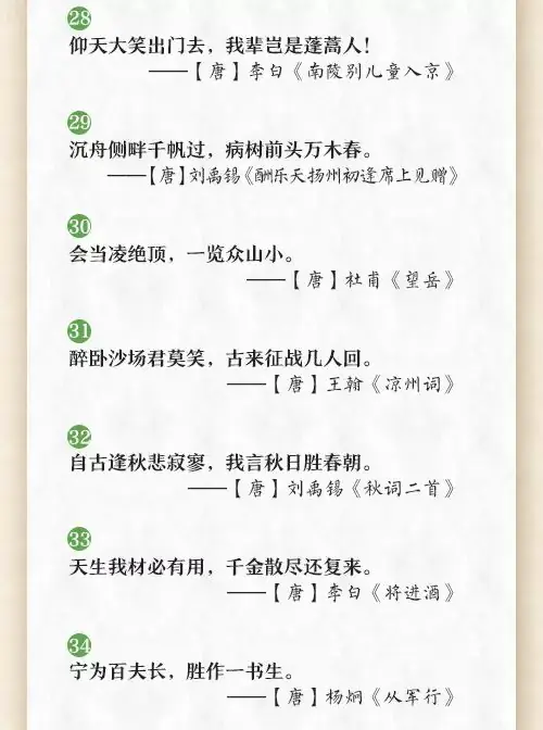 小学必考60句励志古诗文,非常有用! 第5张