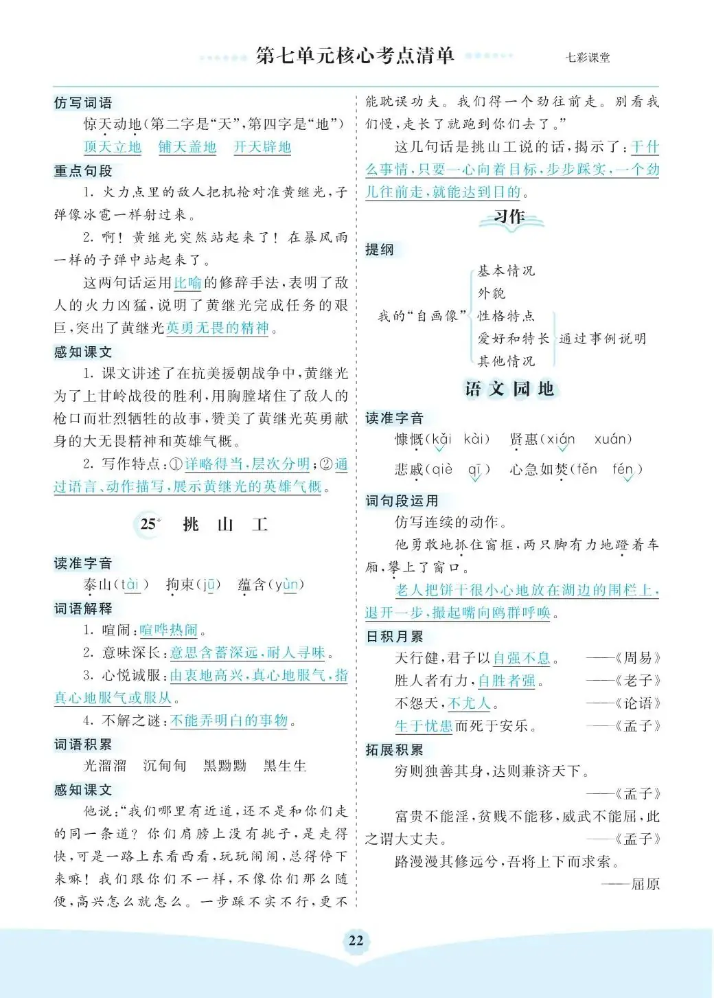 小学语文是四年级(下)全册考点清单 ,可下载打印 第22张