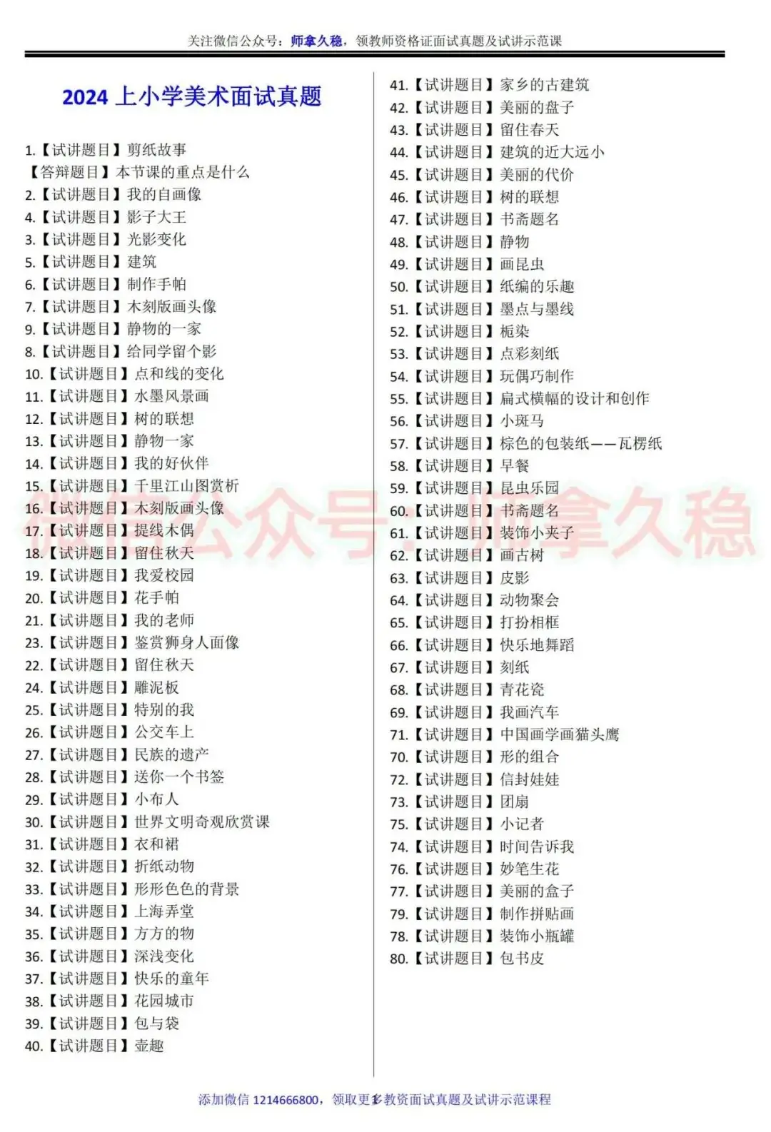 小学美术教师资格证面试试讲真题汇总(2024上) 第1张