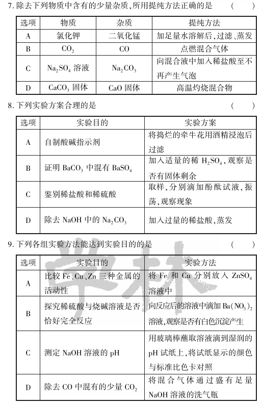 【中考化学】物质的共存、检验与鉴别、分离与除杂 第2张 【中考化学】物质的共存、检验与鉴别、分离与除杂 第2张