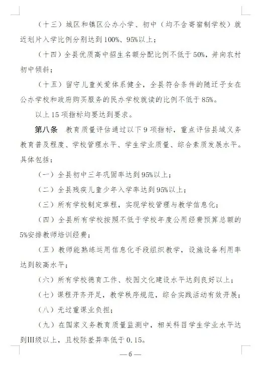 【红军小学】教育部关于印发《县域义务教育优质均衡发展督导评估办法》的通知 第6张