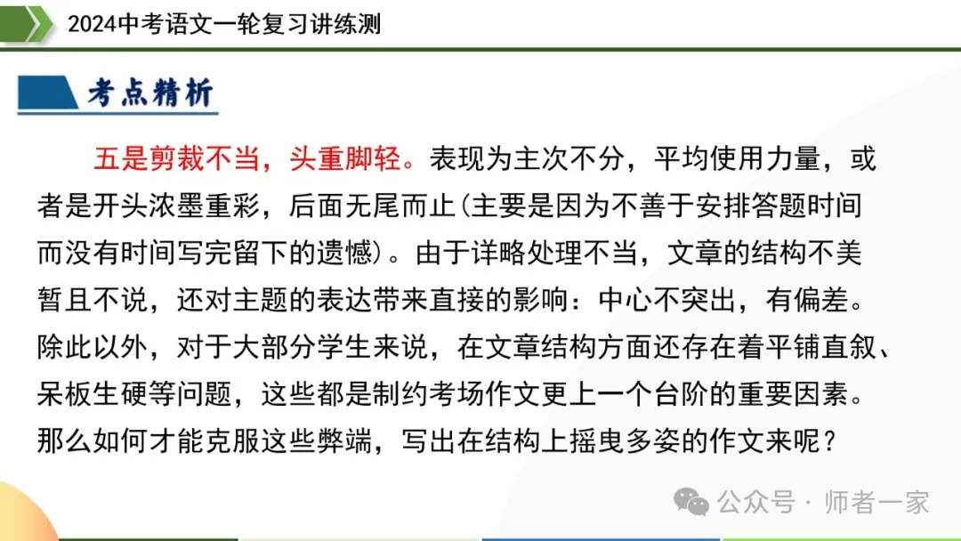 【部编新课标】2024中考语文一轮复习讲练测:43写作谋篇和布局 第16张 【部编新课标】2024中考语文一轮复习讲练测:43写作谋篇和布局 第16张