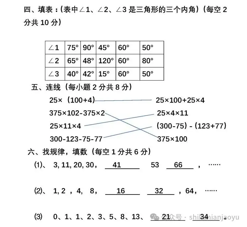 小学1至6年级下册数学思维训练题大全 第6张 小学1至6年级下册数学思维训练题大全 第6张