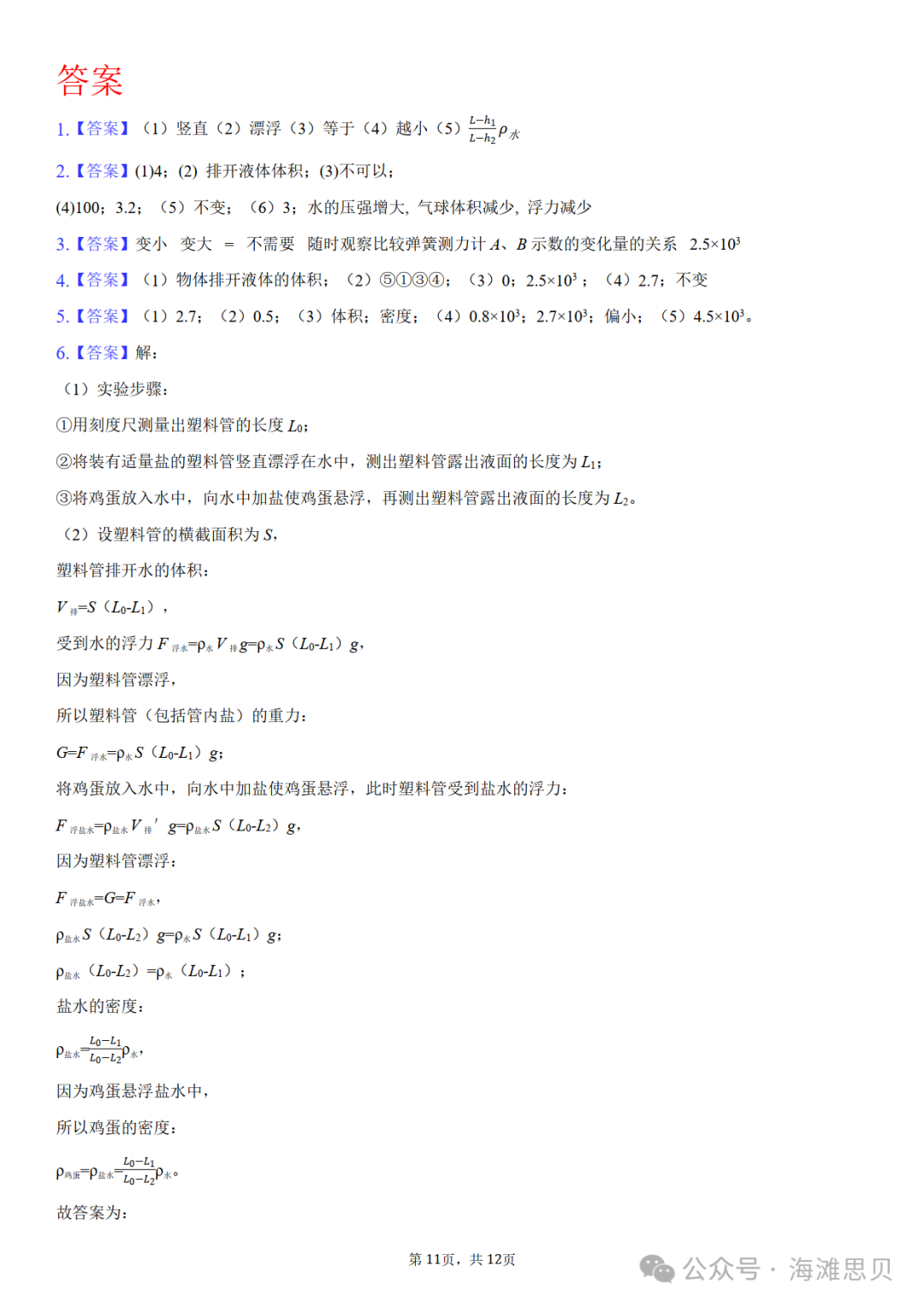 中考专项——利用浮力测密度-第15张图片-四季读书网 中考专项——利用浮力测密度-第15张图片-四季读书网