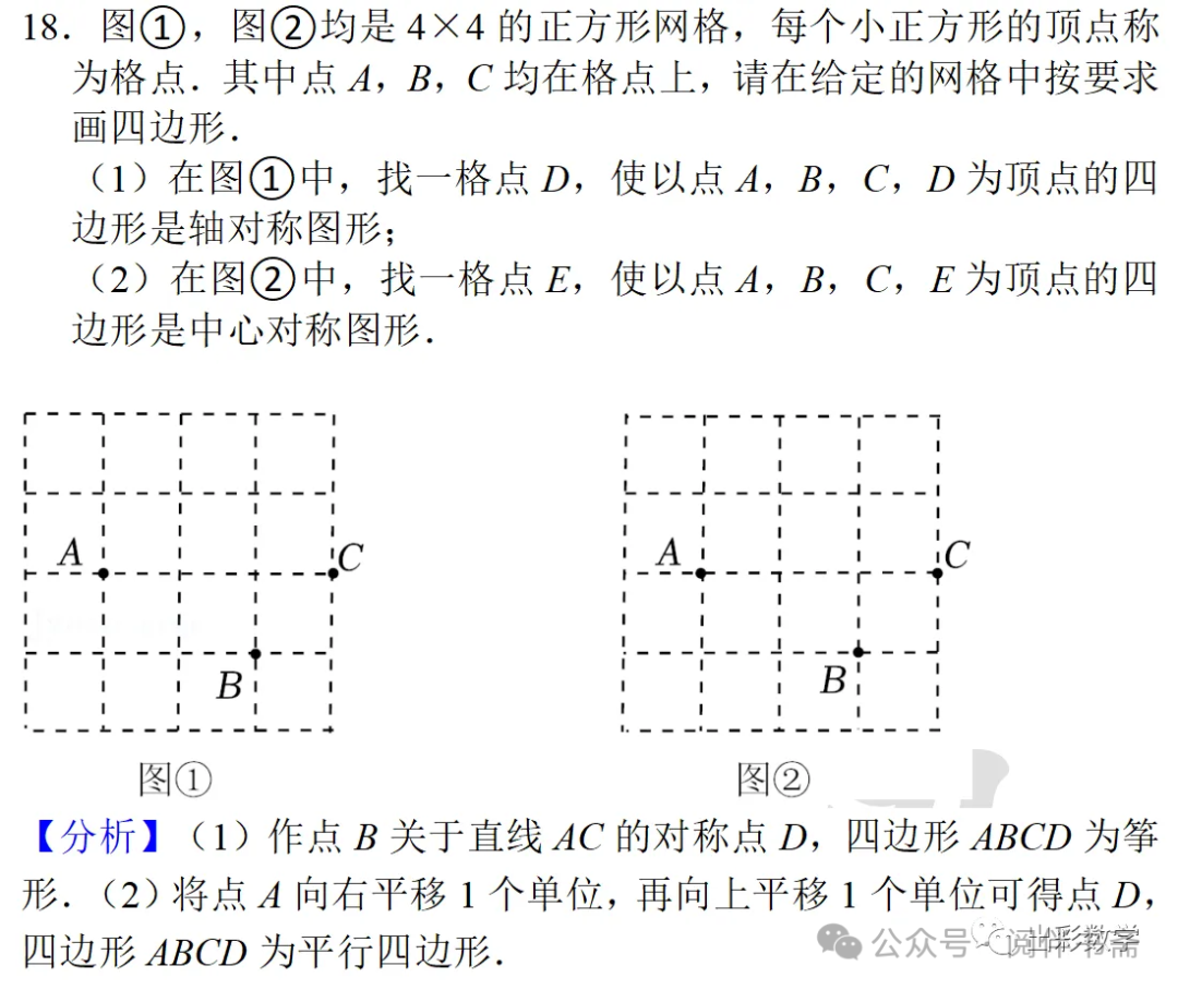 中考数学解题方法技巧——无刻度直尺作图题、网格作图 第10张 中考数学解题方法技巧——无刻度直尺作图题、网格作图 第10张