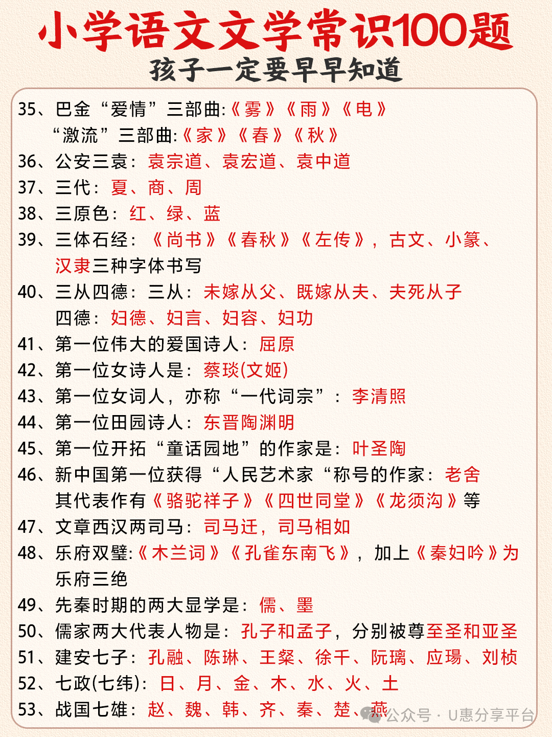 小学语文《小学语文文学常识100题》6年级(24春) 第5张 小学语文《小学语文文学常识100题》6年级(24春) 第5张