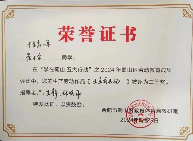 十里庙小学参加蜀山区劳动教育成果展评活动荣获佳绩 第15张