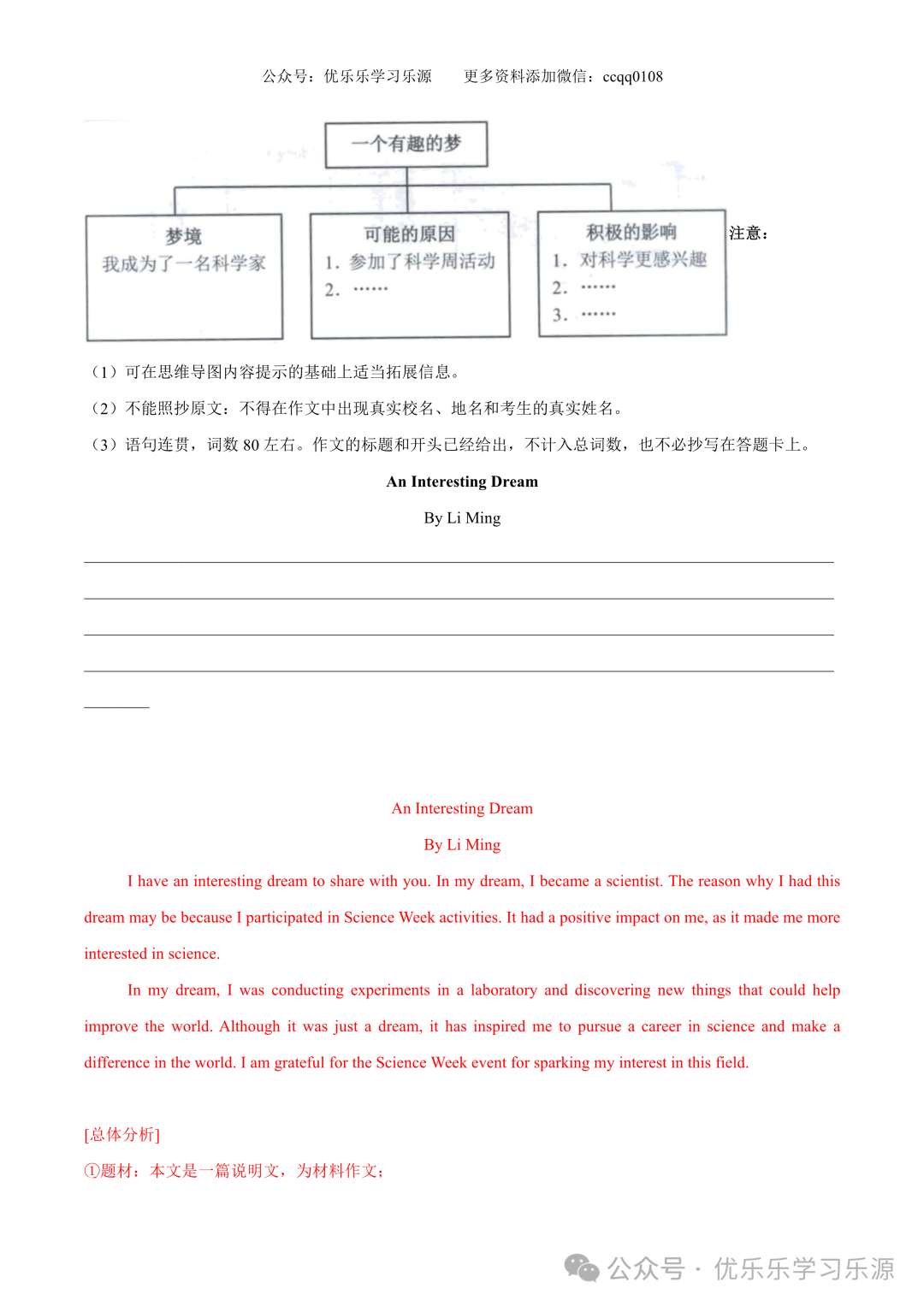 【中考作文猜想 】2024年中考英语书面表达考前预测押题 第48张 【中考作文猜想 】2024年中考英语书面表达考前预测押题 第48张