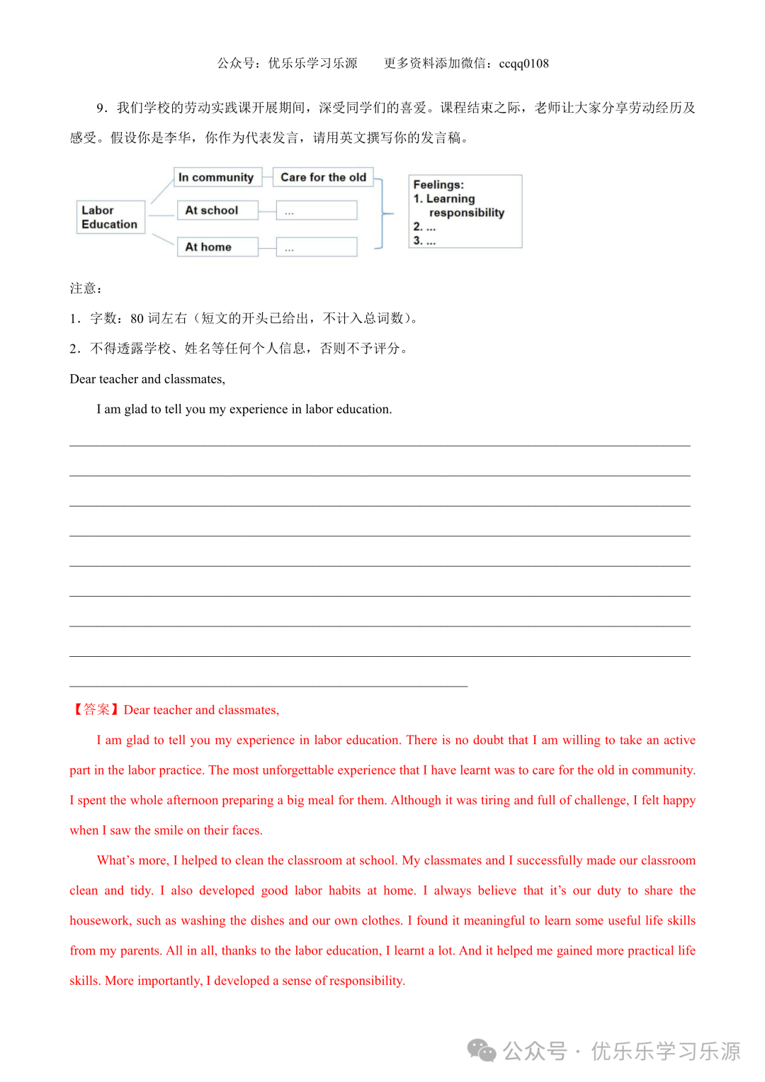 【中考作文猜想 】2024年中考英语书面表达考前预测押题 第23张 【中考作文猜想 】2024年中考英语书面表达考前预测押题 第23张