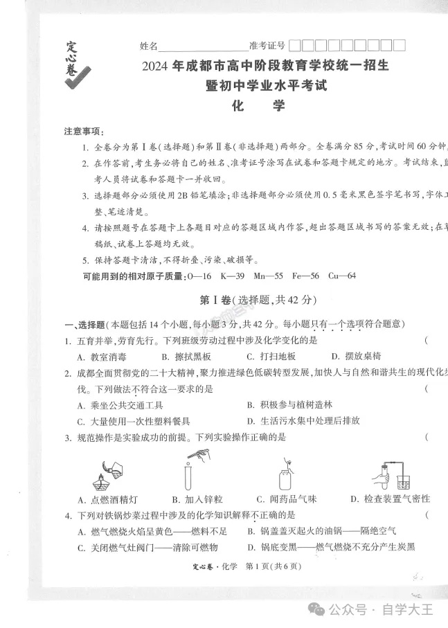 2024年成都中考《定心卷》电子版 第4张 2024年成都中考《定心卷》电子版 第4张
