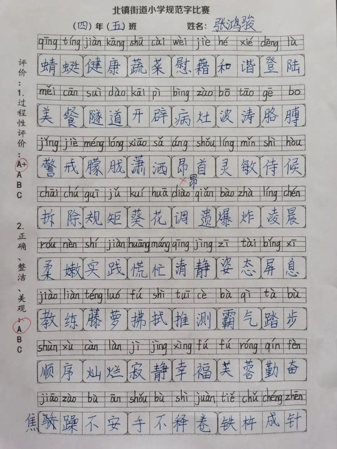 书规范汉字 写精彩人生——北镇街道小学规范字书写大赛 第41张