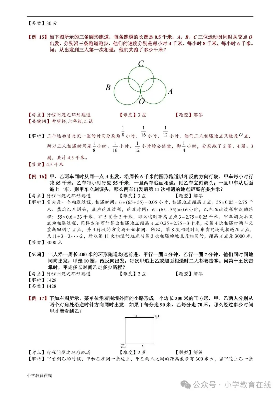 小学奥数精讲精析:30 环形跑道问题 第8张