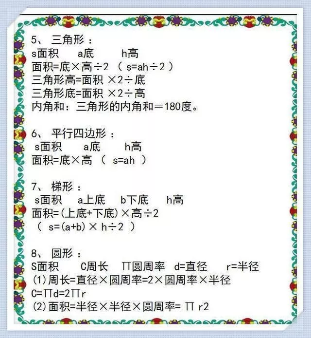 小学1~6年级数学知识表,天天背还会怕数学考不好? 第5张 小学1~6年级数学知识表,天天背还会怕数学考不好? 第5张
