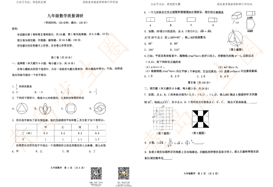 冲刺中考,刷题必备!往年青岛中考卷及模考卷分享~ 第4张 冲刺中考,刷题必备!往年青岛中考卷及模考卷分享~ 第4张