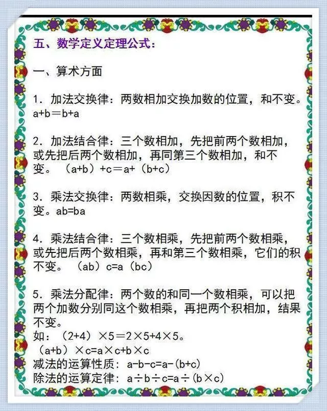 小学1~6年级数学知识表,天天背还会怕数学考不好? 第10张 小学1~6年级数学知识表,天天背还会怕数学考不好? 第10张