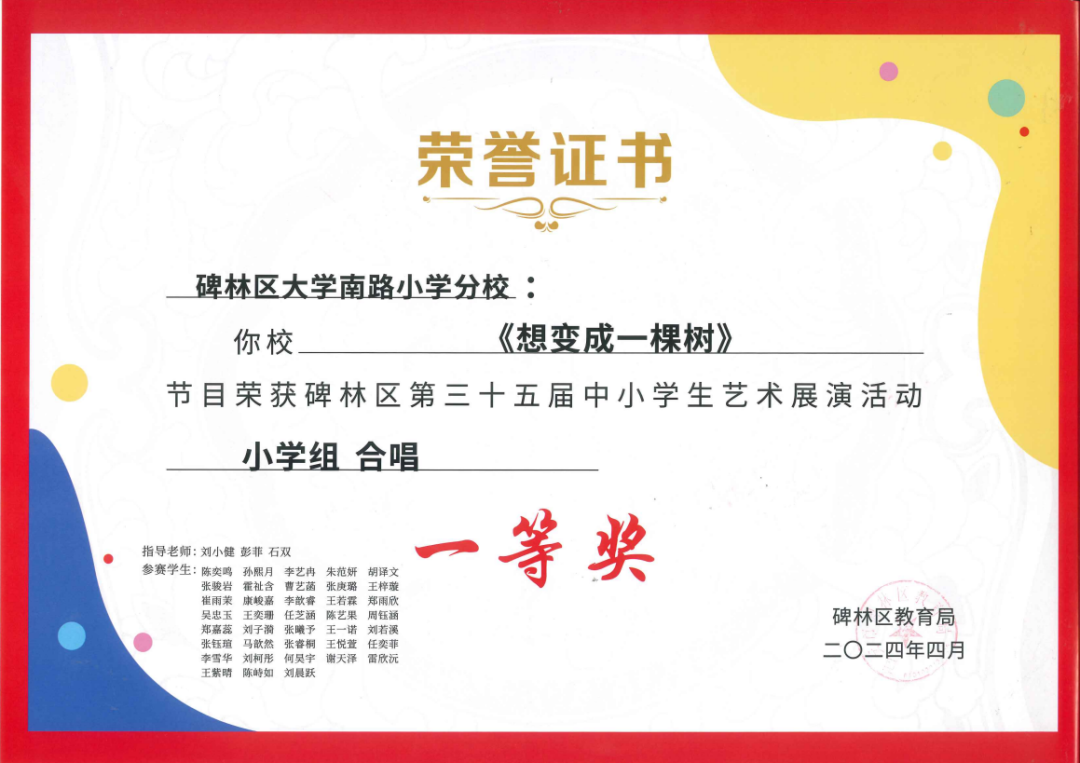 【碑林教育】大学南路小学分校参加“2024年度碑林区第三十五届中小学艺术展演活动”喜获佳绩! 第4张 【碑林教育】大学南路小学分校参加“2024年度碑林区第三十五届中小学艺术展演活动”喜获佳绩! 第4张