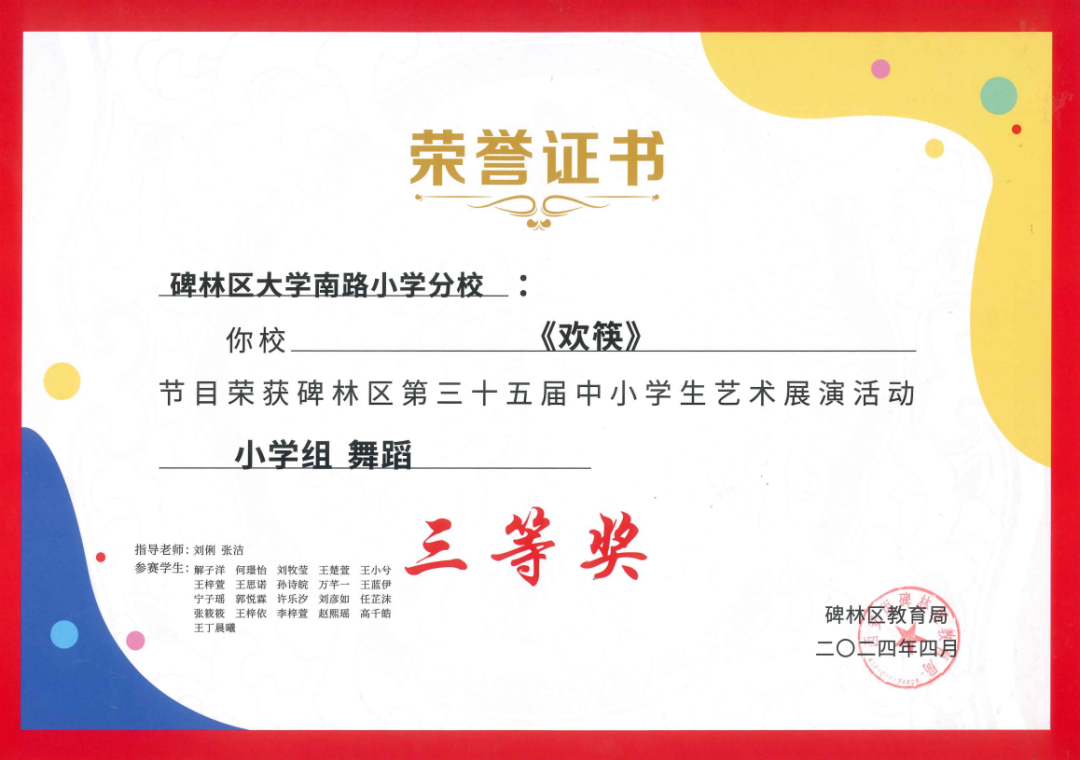 【碑林教育】大学南路小学分校参加“2024年度碑林区第三十五届中小学艺术展演活动”喜获佳绩! 第8张 【碑林教育】大学南路小学分校参加“2024年度碑林区第三十五届中小学艺术展演活动”喜获佳绩! 第8张